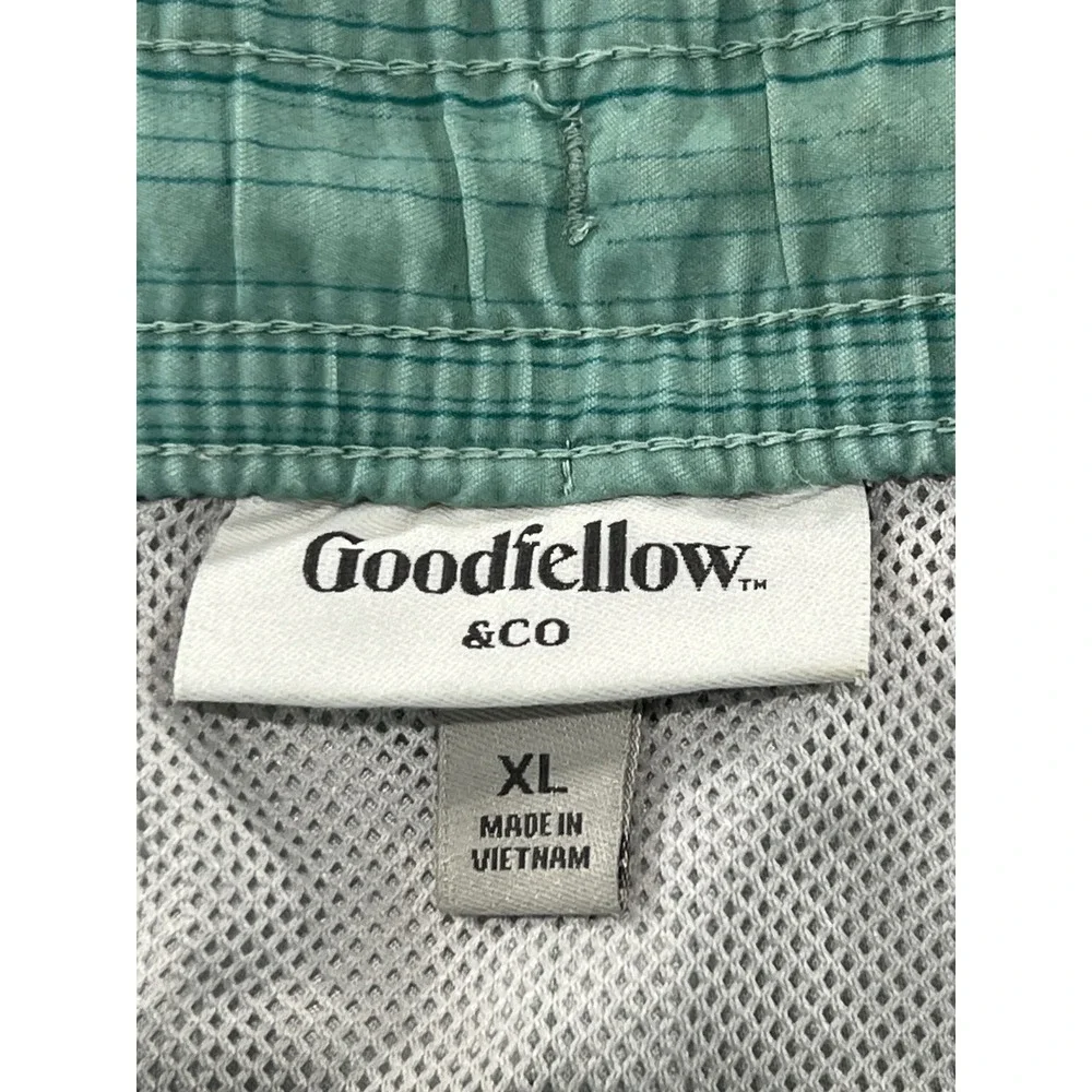 Goodfellow & Co Mens XL Swim Trunks Color Block Teal Navy Blue Board Shorts